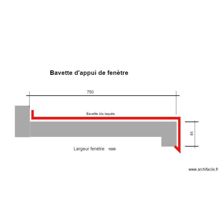 Bavette appui fenètre. Plan de 0 pièce et 0 m2