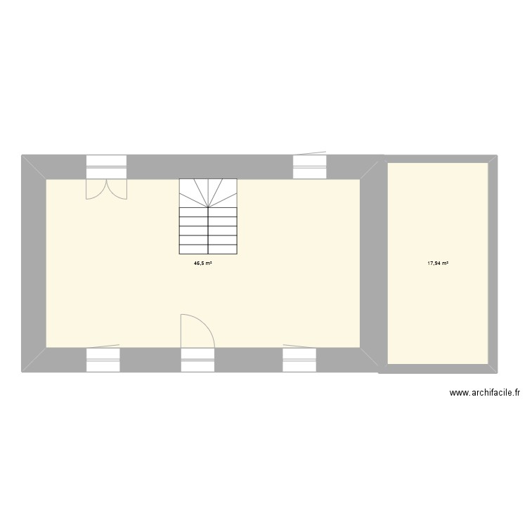 La gare base. Plan de 2 pièces et 64 m2