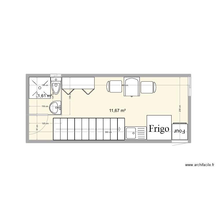 Tyni housse . Plan de 2 pièces et 13 m2