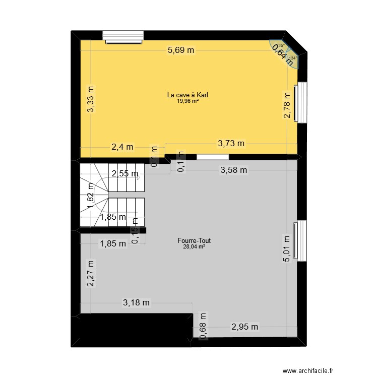 1499B_Château-Bigot_Sous-Sol. Plan de 3 pièces et 50 m2