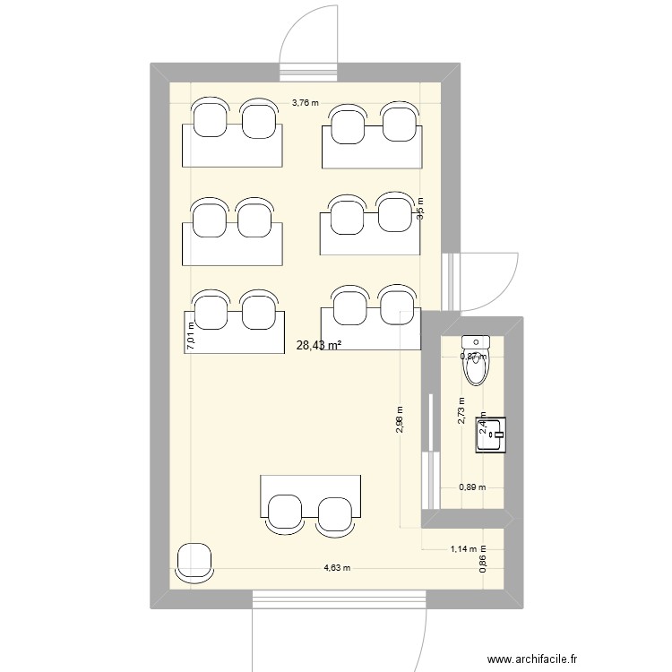 garage. Plan de 1 pièce et 28 m2