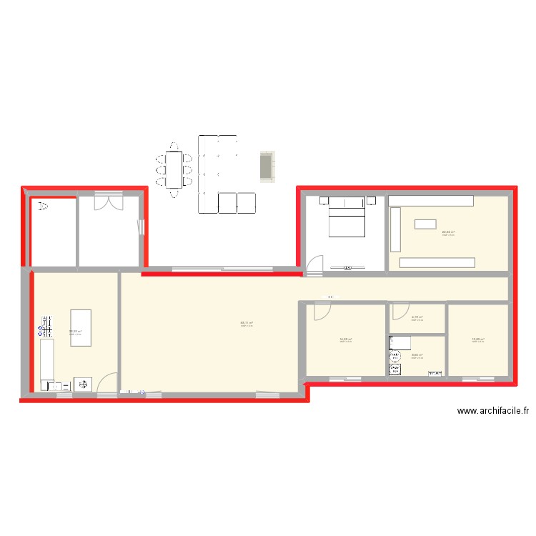 Maison avec entrée copie. Plan de 7 pièces et 148 m2