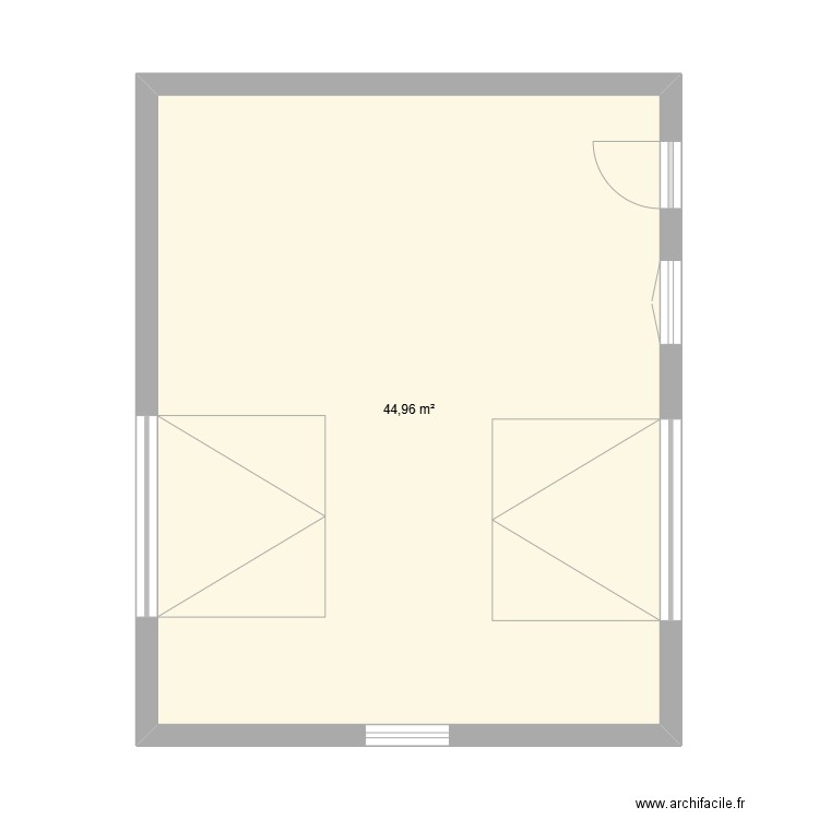 8m*6. Plan de 1 pièce et 45 m2