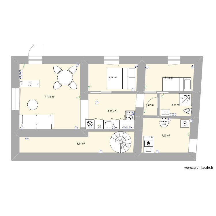 niveau o validé schéma électrique. Plan de 8 pièces et 56 m2