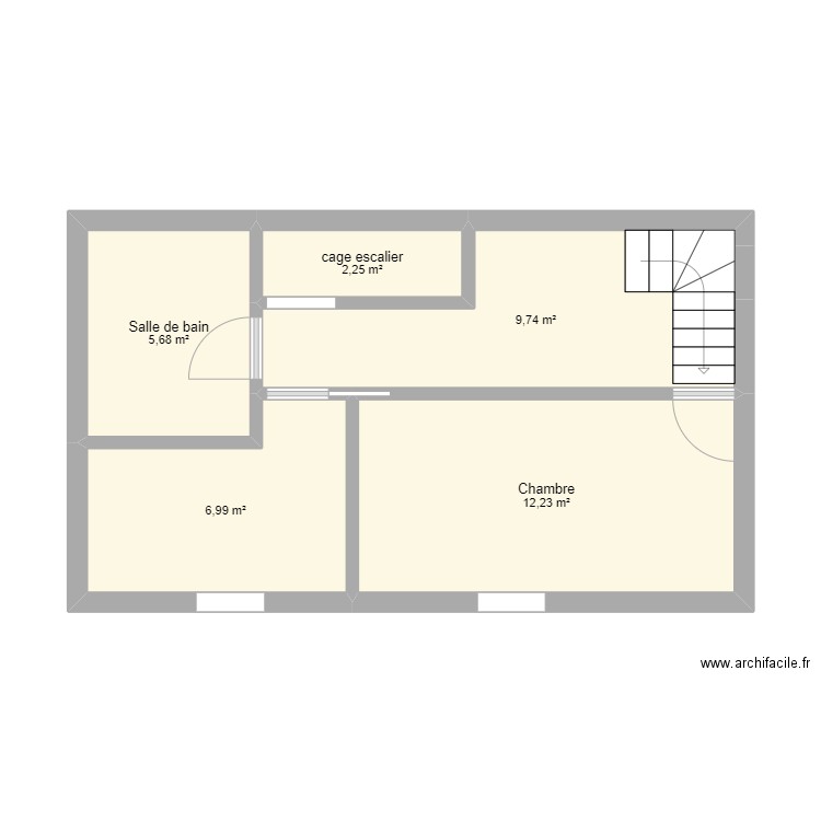 plan 1er étage . Plan de 5 pièces et 37 m2