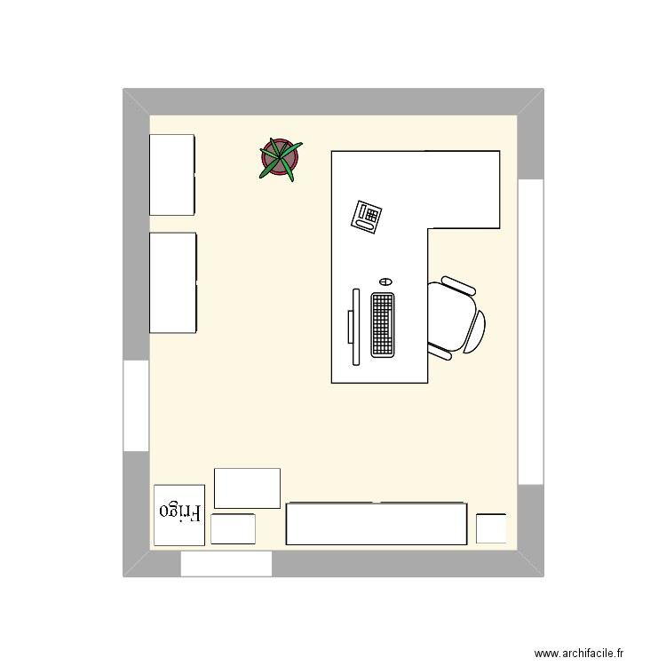 Bureau Cheffe DRAJES. Plan de 1 pièce et 16 m2