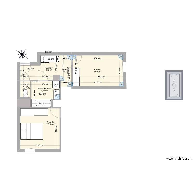 T3 C3404 _ Résidence Le Clos Lauzier 2. Plan de 5 pièces et 25 m2