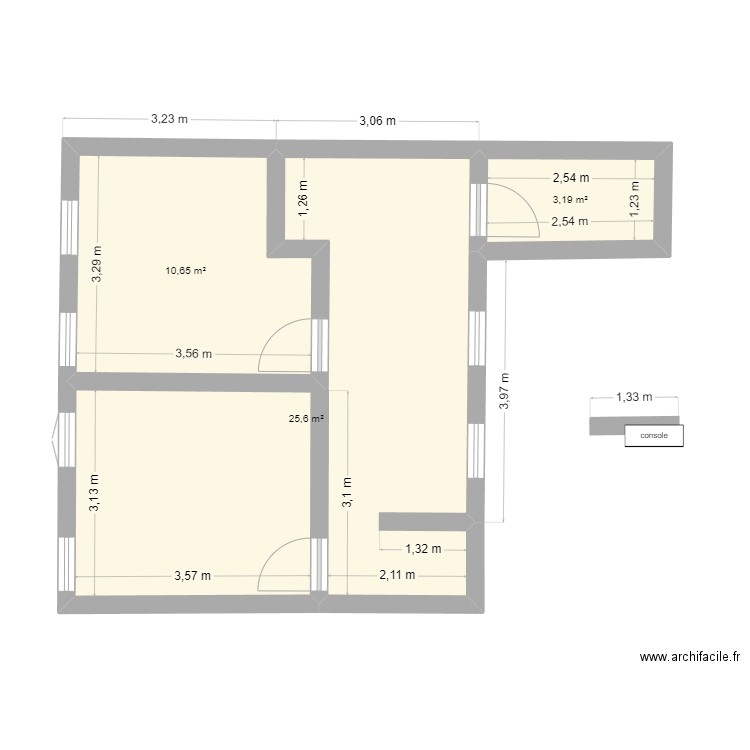 Notre appartement 3. Plan de 3 pièces et 39 m2