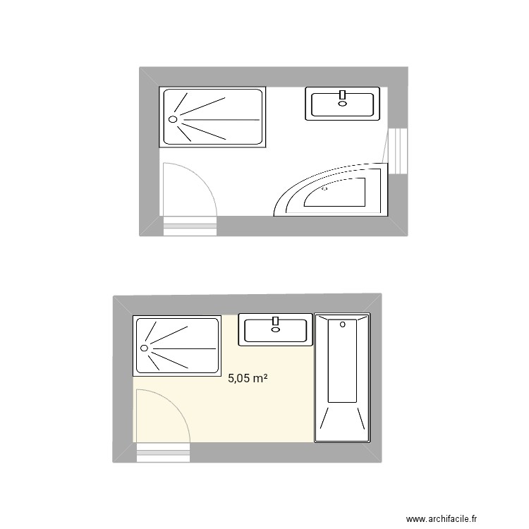 Salle de bain . Plan de 1 pièce et 5 m2