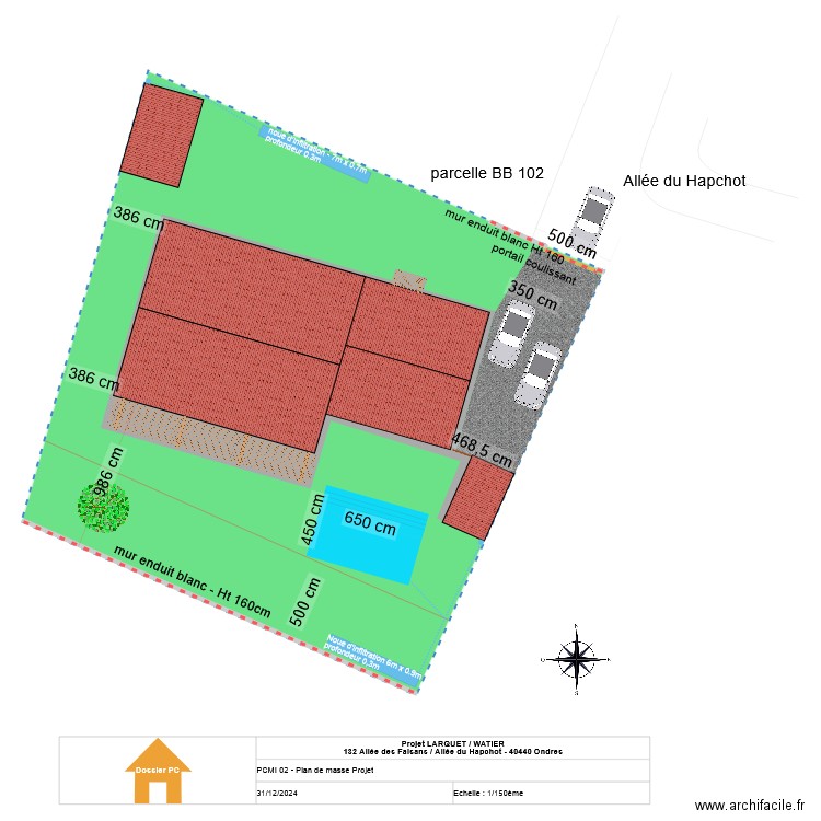 LARQUET/WATIER - PCMI02 - Plan masse. Plan de 1 pièce et 147 m2