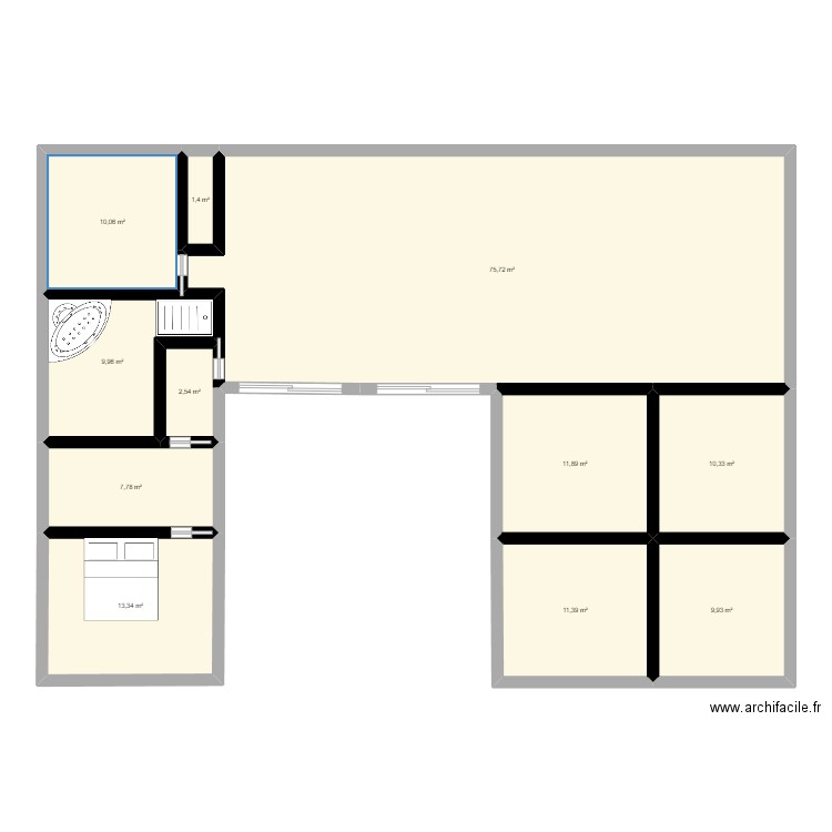 test U. Plan de 11 pièces et 164 m2