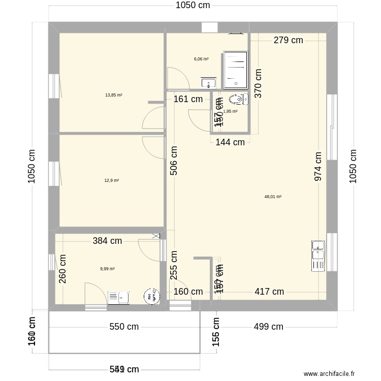 MagnIsa_GdeSdB. Plan de 6 pièces et 93 m2