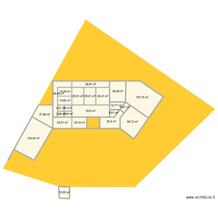 prjet xxxx. Plan de 24 pièces et 694 m2