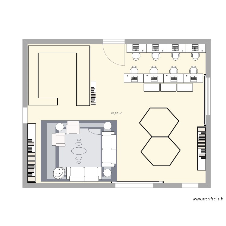 Centre de documentation. Plan de 1 pièce et 77 m2