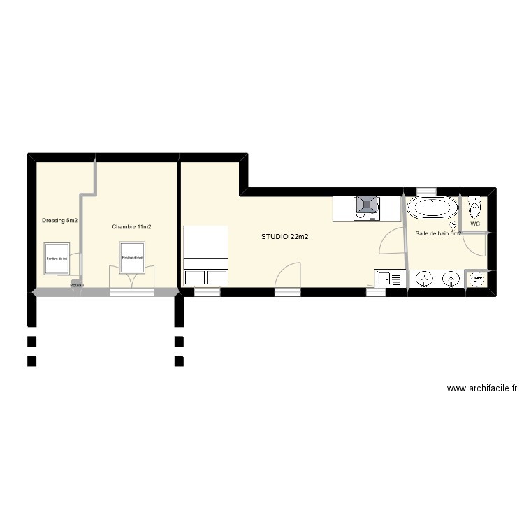 34 P.de Montreuil. Plan de 7 pièces et 47 m2