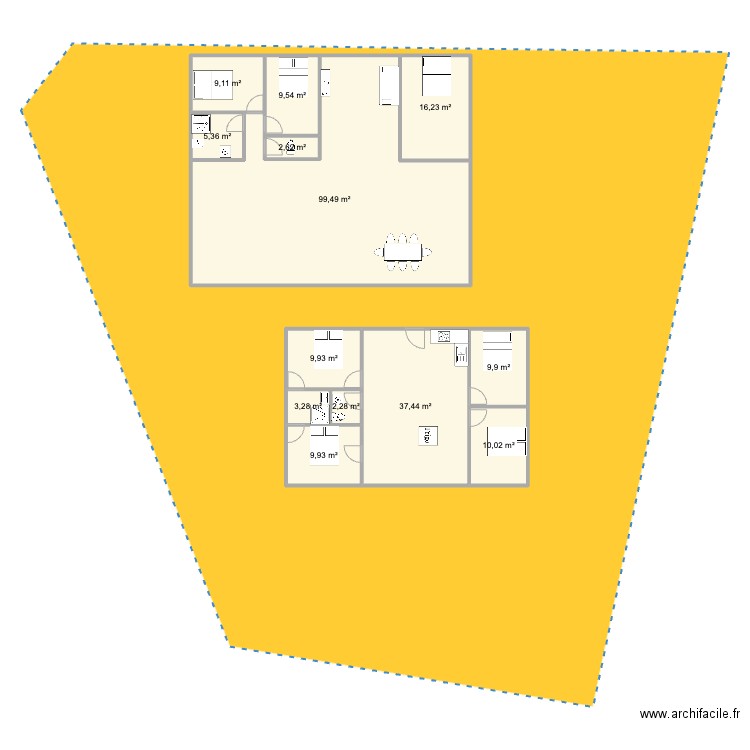 DSD plan 1. Plan de 13 pièces et 225 m2