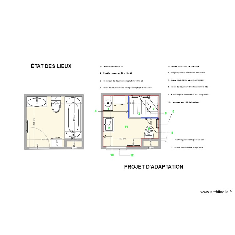 MARIS. Plan de 3 pièces et 9 m2