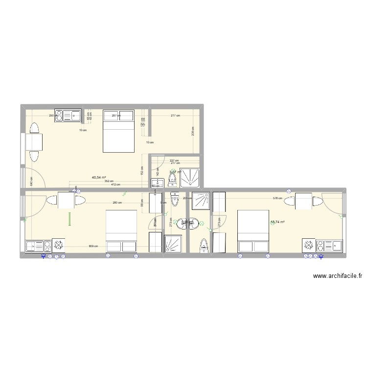 TRINITE 2. Plan de 4 pièces et 65 m2