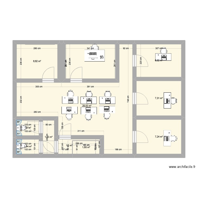 plans 2. Plan de 11 pièces et 74 m2