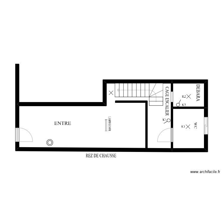 HQF. Plan de 3 pièces et 34 m2