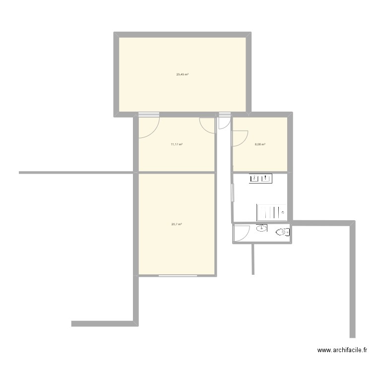 virgile. Plan de 4 pièces et 65 m2