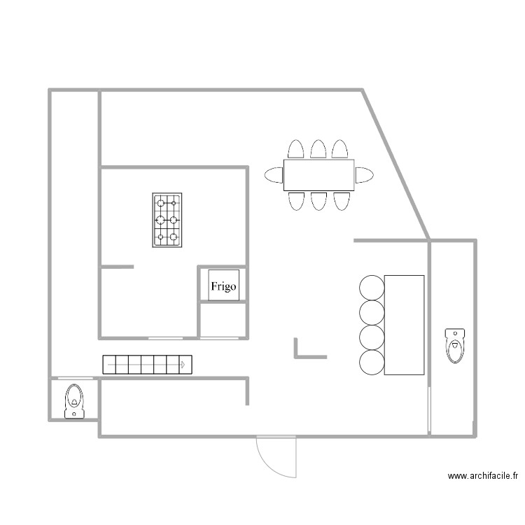 Rez Hotel. Plan de 5 pièces et 49 m2