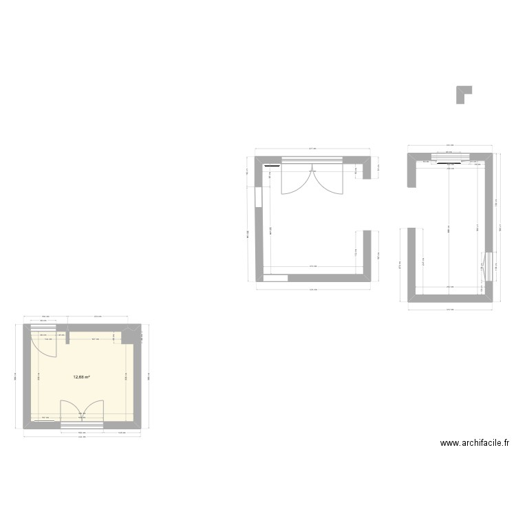 21GM. Plan de 1 pièce et 13 m2