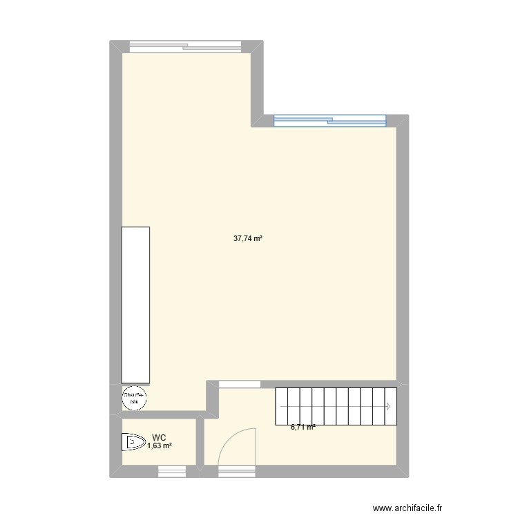 leo sotta. Plan de 3 pièces et 46 m2