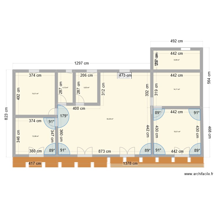 Cuisine Saulzais . Plan de 8 pièces et 134 m2