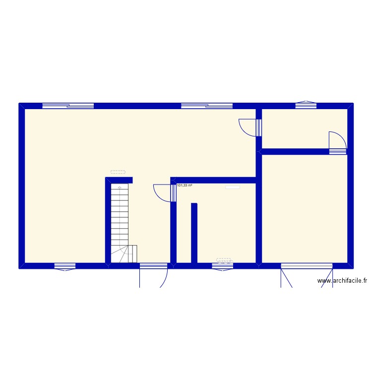 bas . Plan de 1 pièce et 101 m2