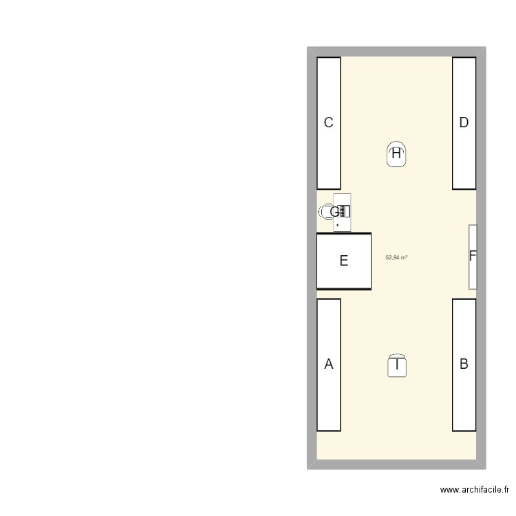 PLAN MAGASIN STAGE. Plan de 1 pièce et 53 m2