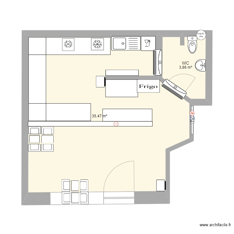 LA FABRIK2. Plan de 2 pièces et 39 m2