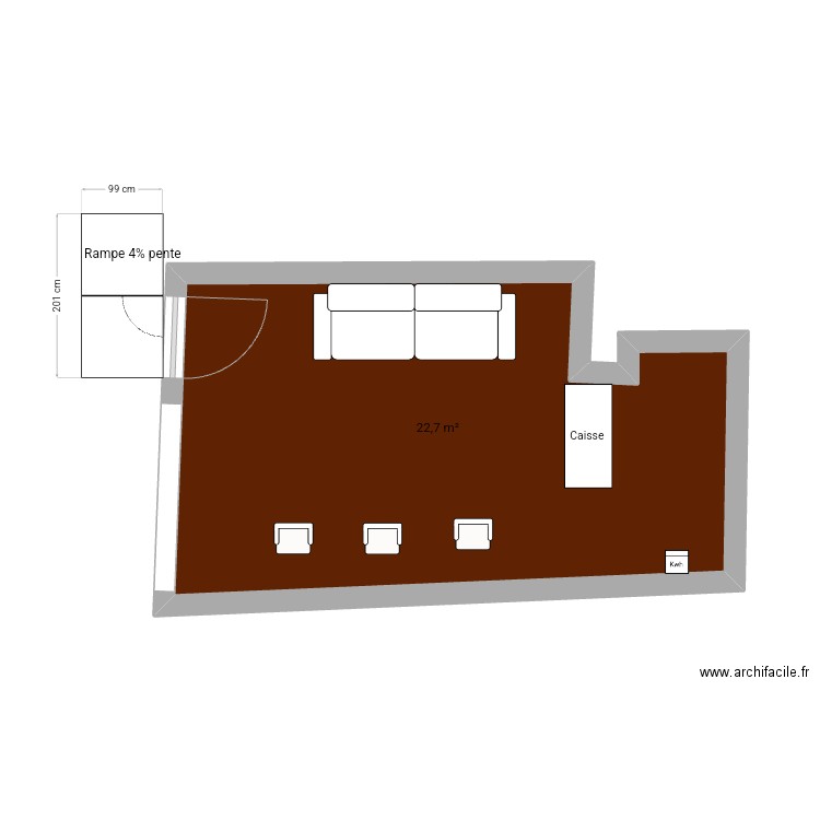 Salon 1. Plan de 1 pièce et 23 m2