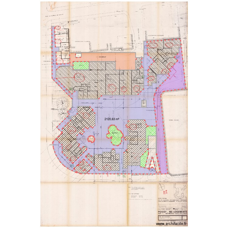 POISSY RES ETENDARD - PROJET RDC. Plan de 20 pièces et 3491 m2