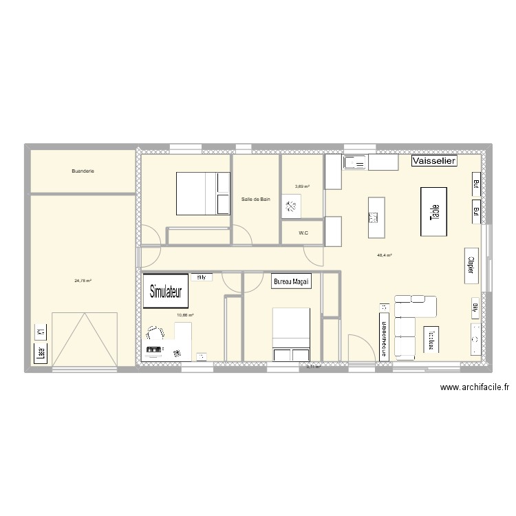 Maison neuve config secondaire. Plan de 15 pièces et 125 m2