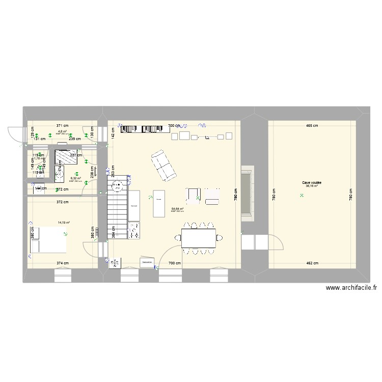 Rez de chaussée ébauche 4. Plan de 8 pièces et 173 m2