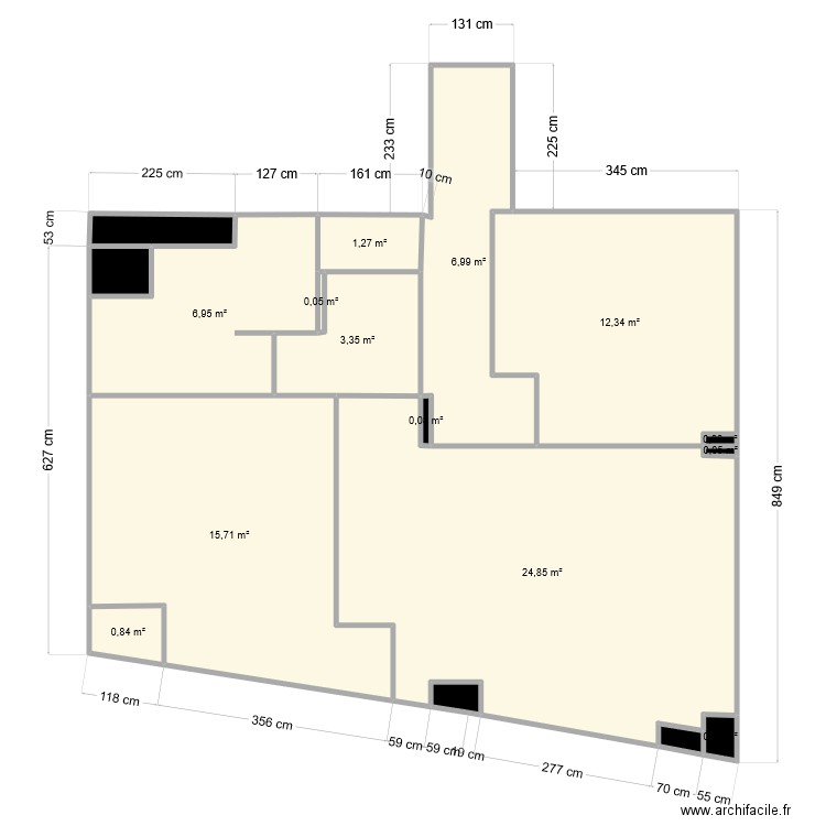 apart2. Plan de 17 pièces et 75 m2