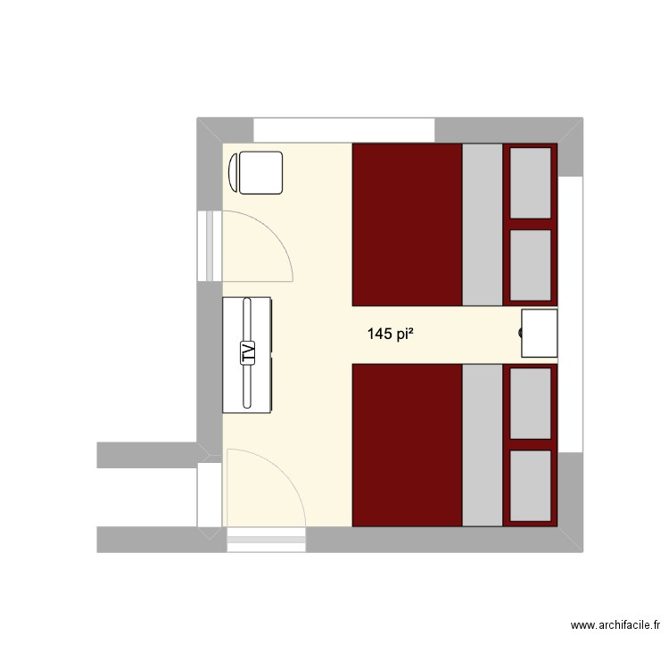 Chambre 2.1. Plan de 1 pièce et 13 m2