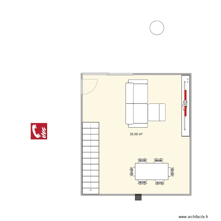 meuble. Plan de 1 pièce et 30 m2