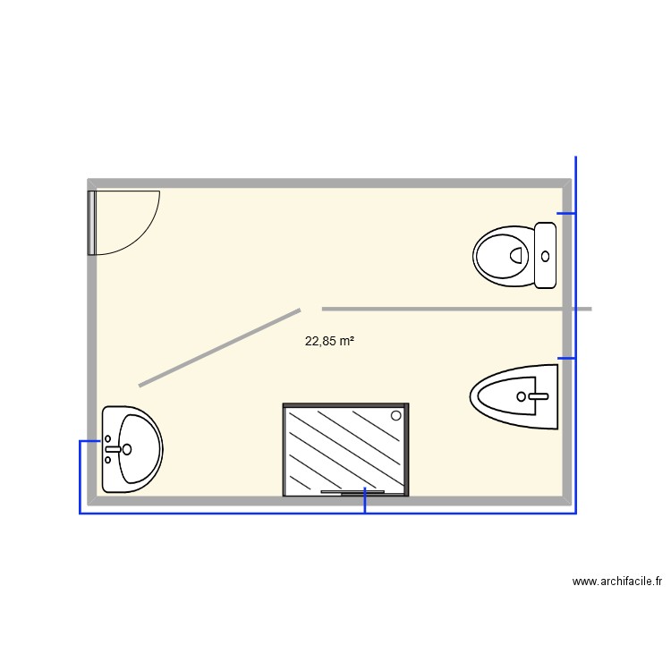 plan. Plan de 1 pièce et 23 m2