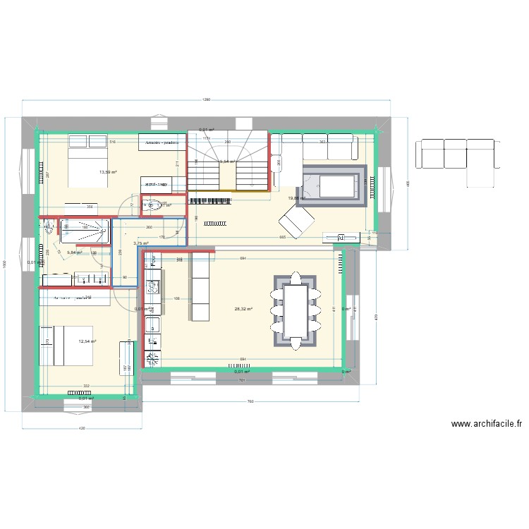 Maison_Chico_Jojo_4. Plan de 15 pièces et 91 m2