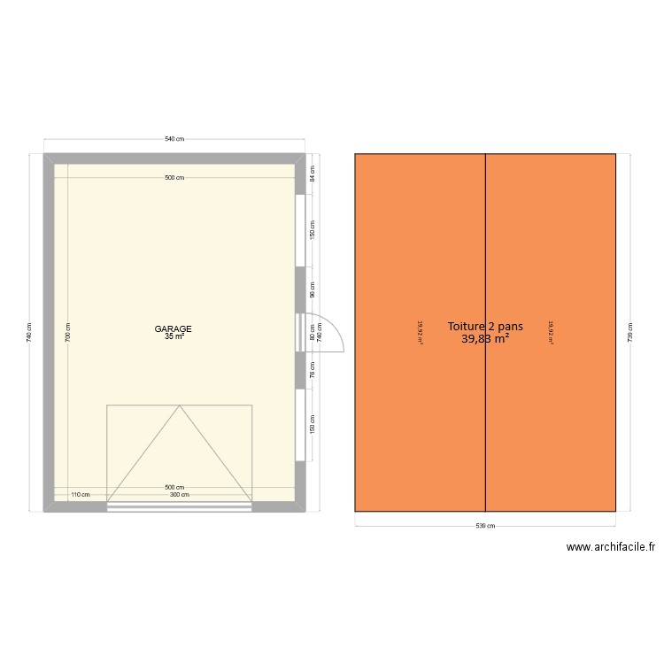 VUE DESSUS GARAGE. Plan de 1 pièce et 35 m2