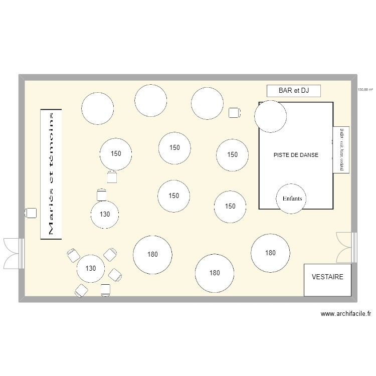 Plan mariage C&L. Plan de 1 pièce et 151 m2