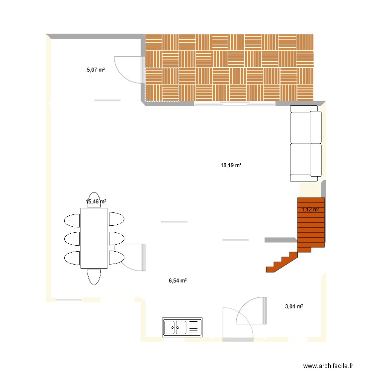 marszsac. Plan de 6 pièces et 49 m2