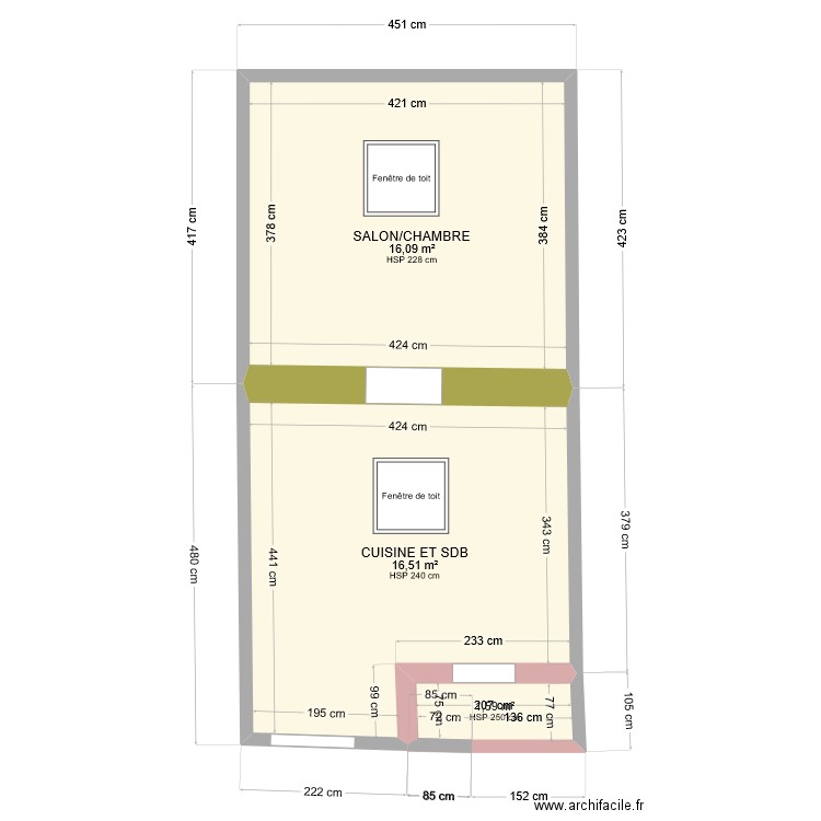 APPT 2 STUDIO. Plan de 3 pièces et 34 m2