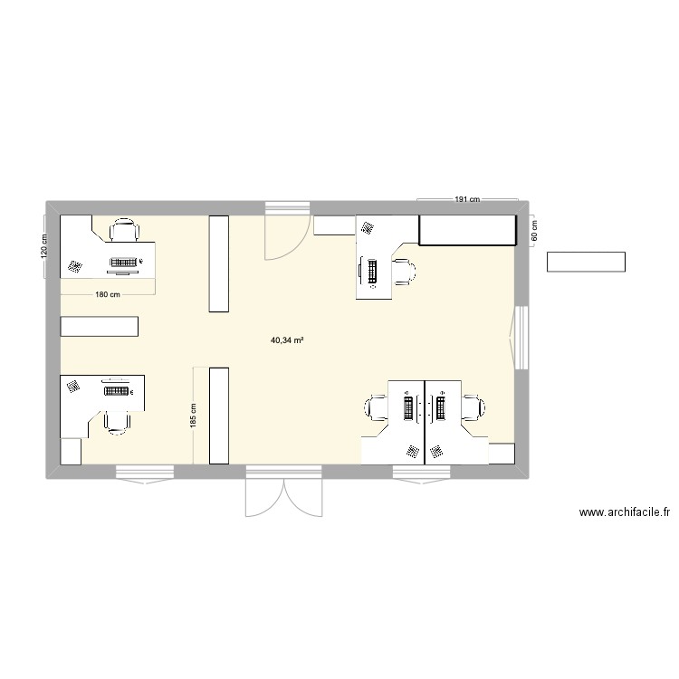 bureau FOL 54_2. Plan de 1 pièce et 40 m2