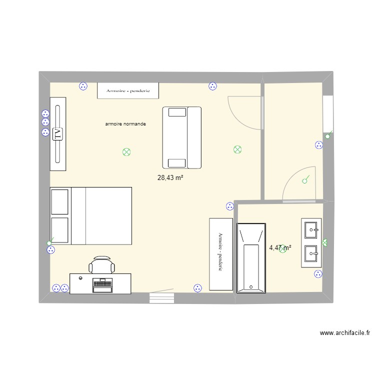 adrien. Plan de 2 pièces et 33 m2