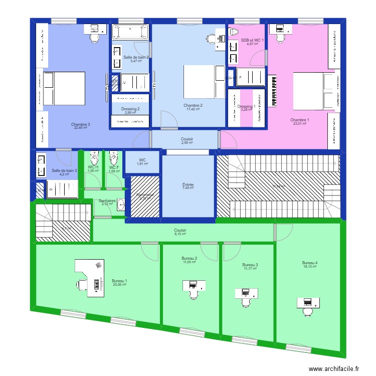 CB PRO R+1. Plan de 25 pièces et 196 m2