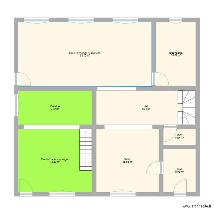 Lise Complet rdc. Plan de 8 pièces et 109 m2