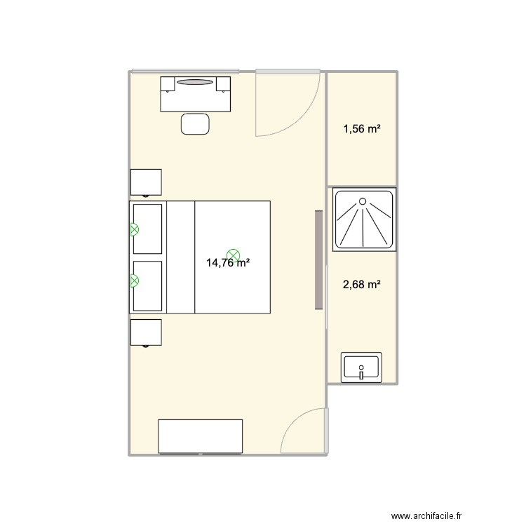 chambre granges . Plan de 3 pièces et 19 m2